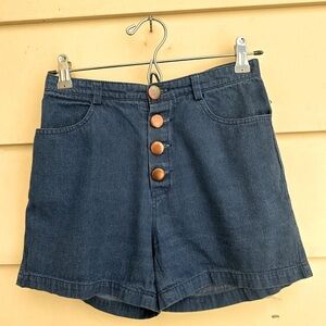 Vintage Denim Shorts with Gold Buttons​